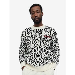 Keith Harring Knitted Black & White Sweater H&M Limited Edition Collab